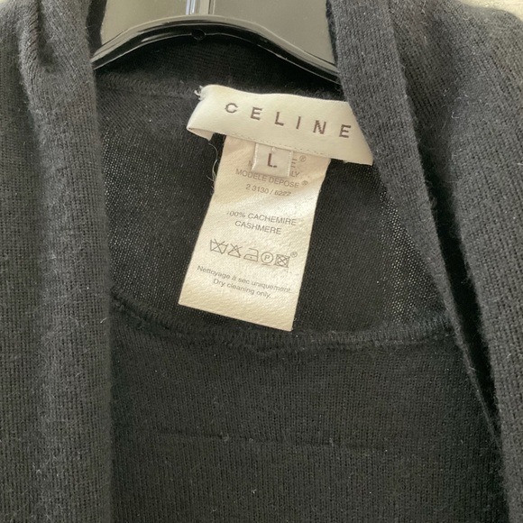 CELINE Ultra Soft Black Cashmere Cardigan L - Picture 2 of 3